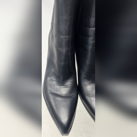 Marc Fisher Women's Oshay Black Pointed Block Leather Ankle Boots Size 9.5 - Picture 3 of 15